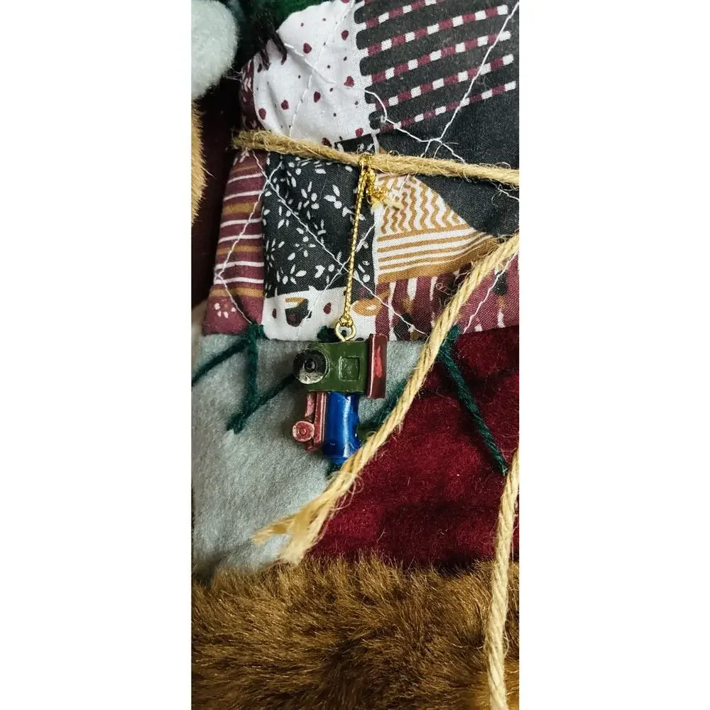 Vintage World Bazaar Christmas Santa Clause Gift Bag, Basket Trinkets Plush Bear